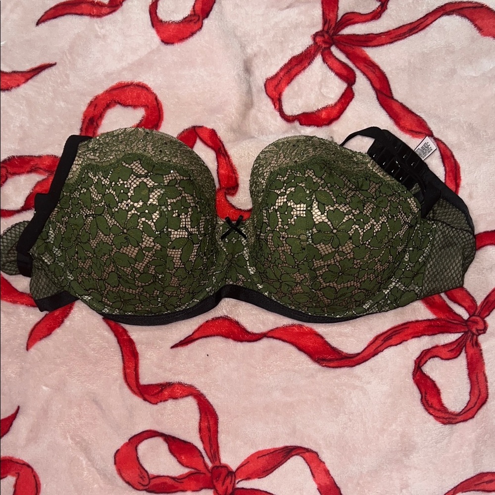Lace Underwire Bra in Olive Green